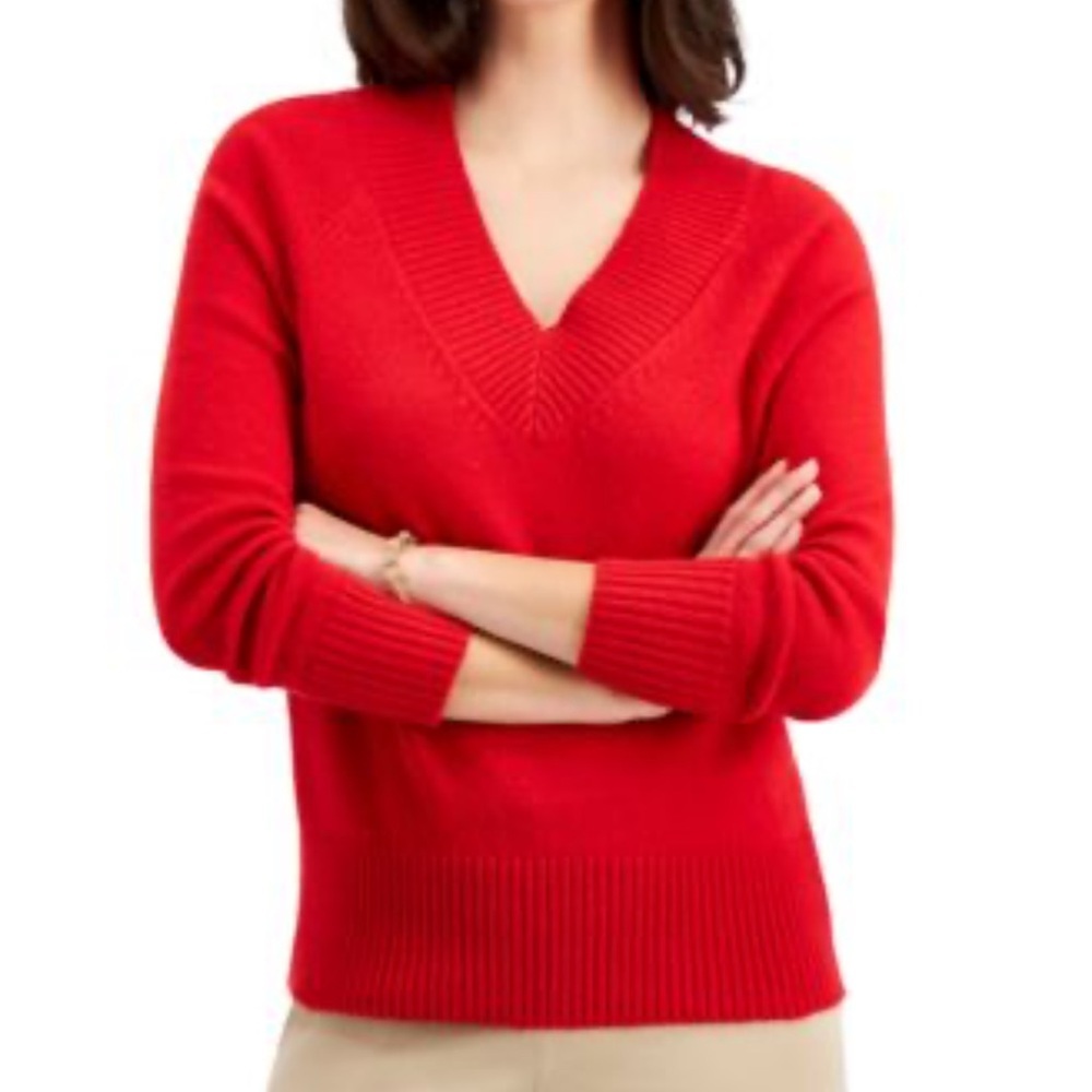 Banana Republic Red V-Neck Sweater